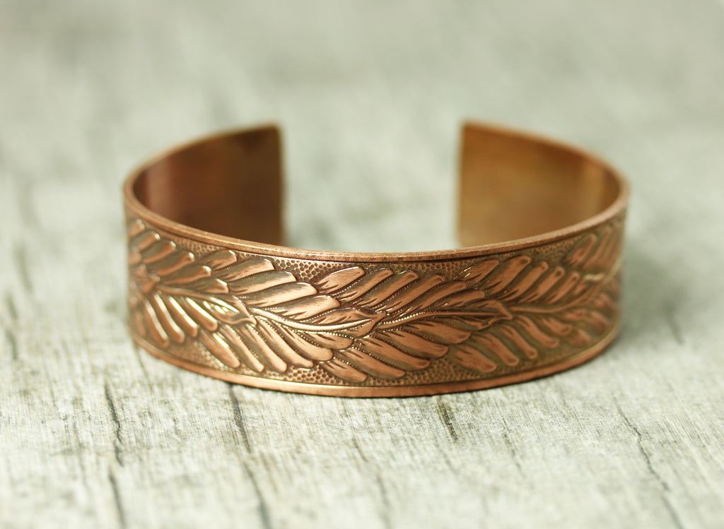 Leaf Chain Copper Cuff Bracelet