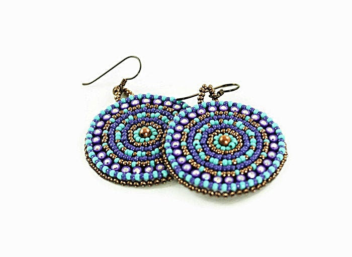 As Seen On Jane The Virgin - Bold Bead Embroidered Earrings