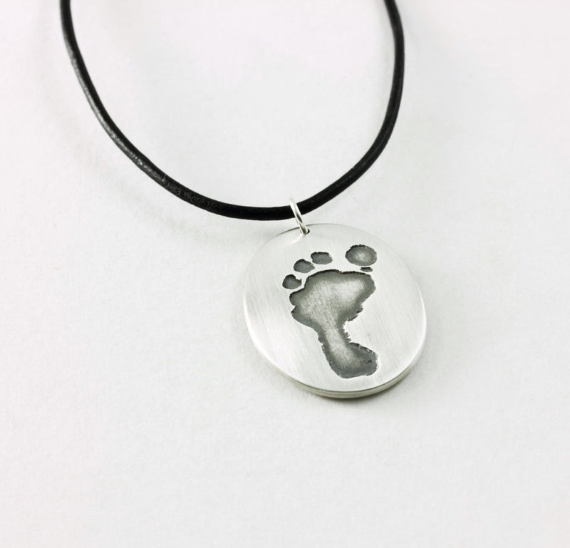 Your Baby's Footprint on a Fine Silver Pendant