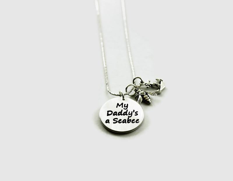 My Daddy's a Seabee necklace - Navy Pride - Navy Jewelry