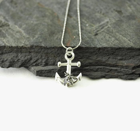 Anchor and Bee Necklace